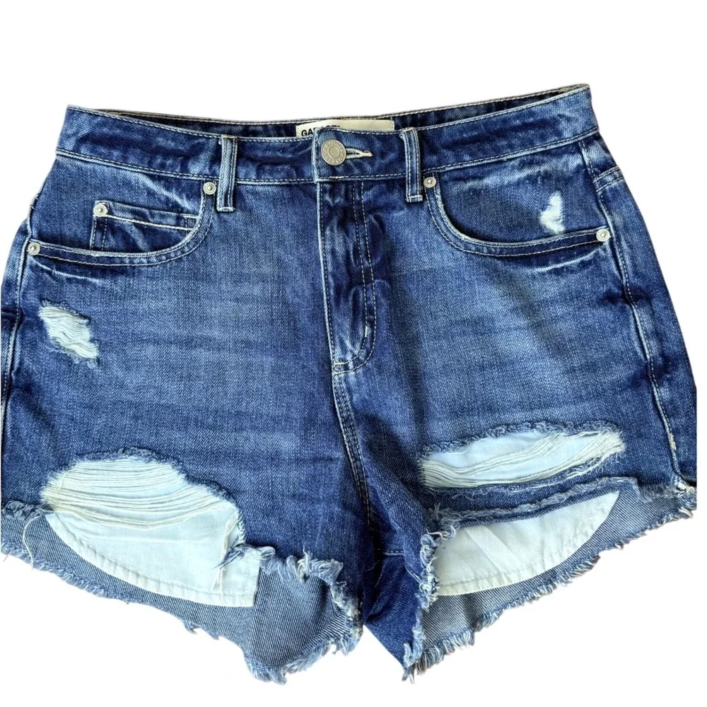 Garage Festival Short‎ Womens 5 Blue Distressed Denim Cut Off High Rise Shorts